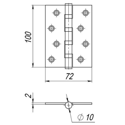 Петля универ. 4B/P 100x70x2 SN (мат. никель) пакет AJAX 2